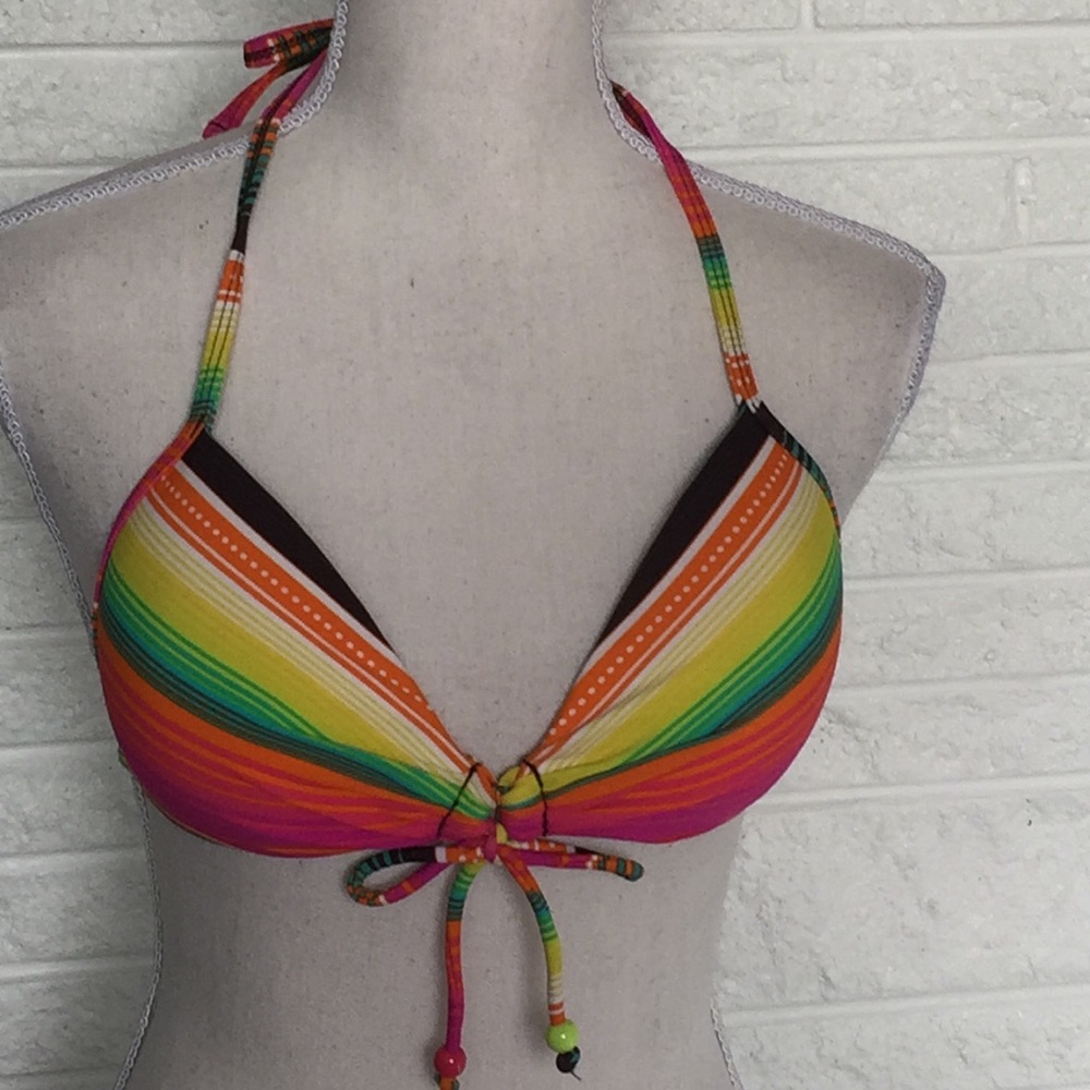 Beach Stop striped bikini top
